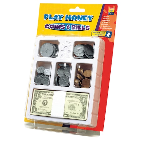 Educational Insights Play Money, Coins And Bills Tray 3058